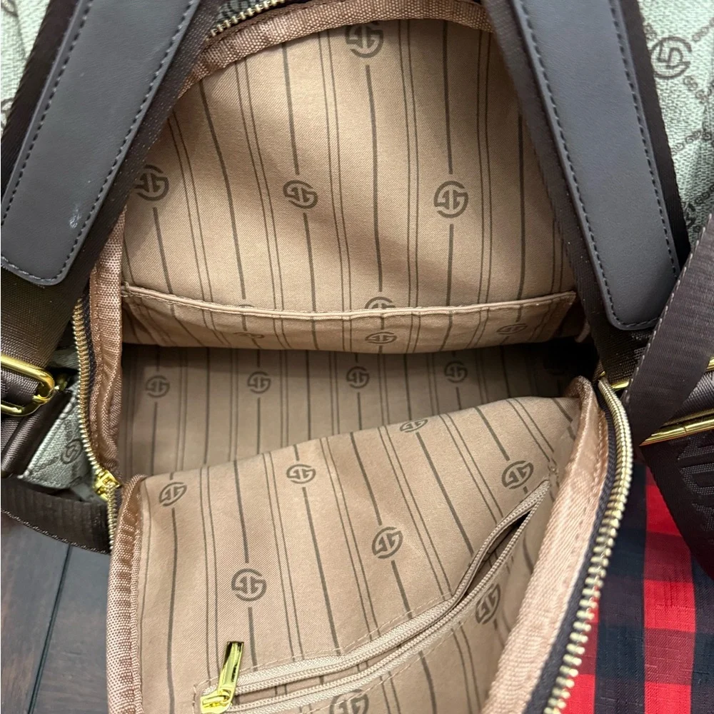Gelandi Beige and Brown Book bag/Back Pack